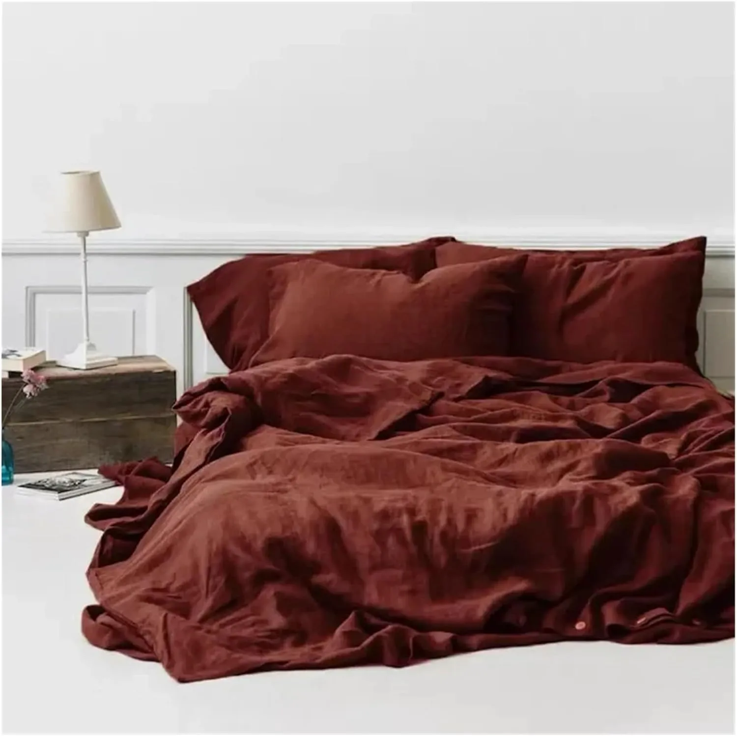 1 Duvet Cover Linen King Size Natural Gray Pink Blue Colors Customize(B,Twin)