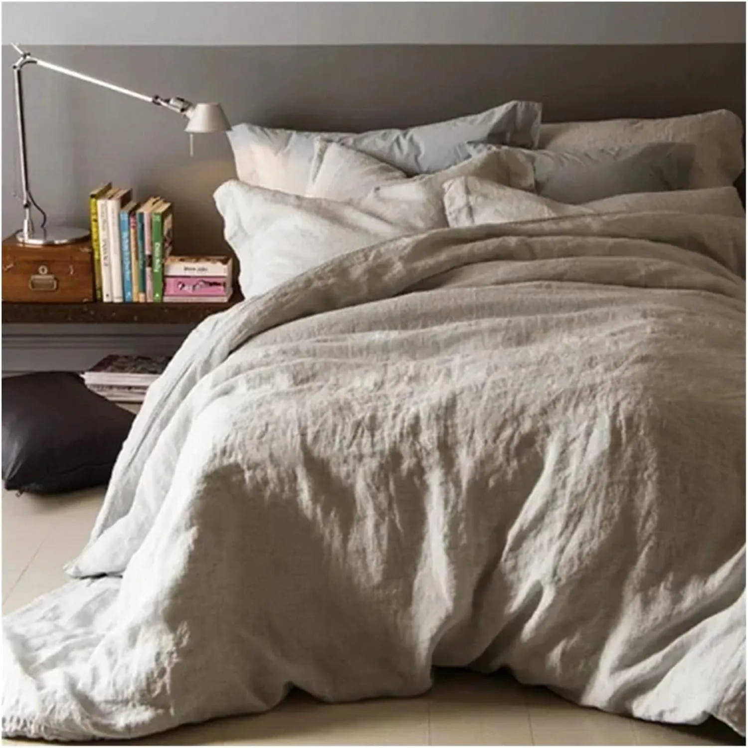 1 Duvet Cover Linen King Size Natural Gray Pink Blue Colors Customize(B,Twin)