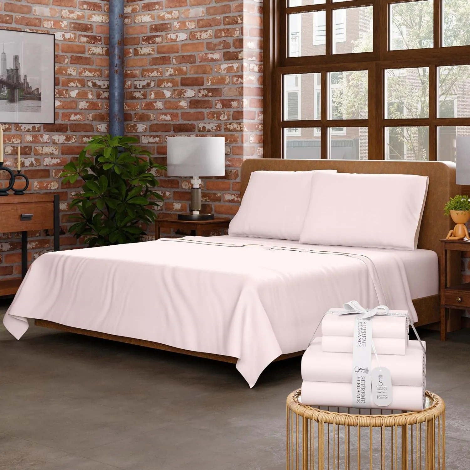 100% Cotton Twin Sheet Set, Organic Cotton Blush Sheets, Lightweight & Breathable, College Dorm Room Essentials Twin Bed Sheets with Deep Pockets, Cool & Crisp Percale Sheet Set