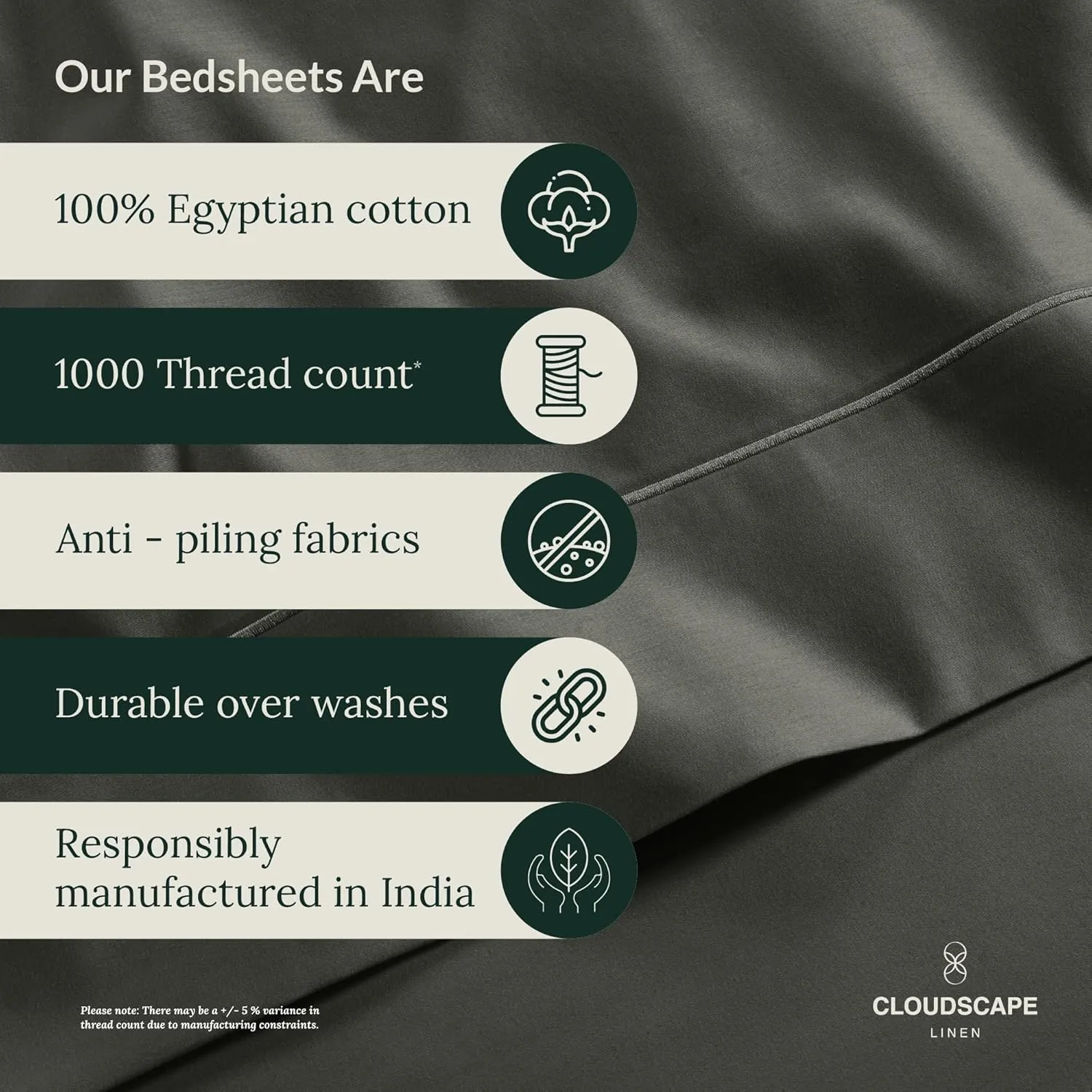 100% Egyptian Cotton Sheets Full Size, 4 Pcs Luxury Bedding Set, 1000 Thread Count Egyptian Cotton,Hotel Quality, Soft, Breathable and Durable, Deep Pockets up to 17, Charcoal Grey