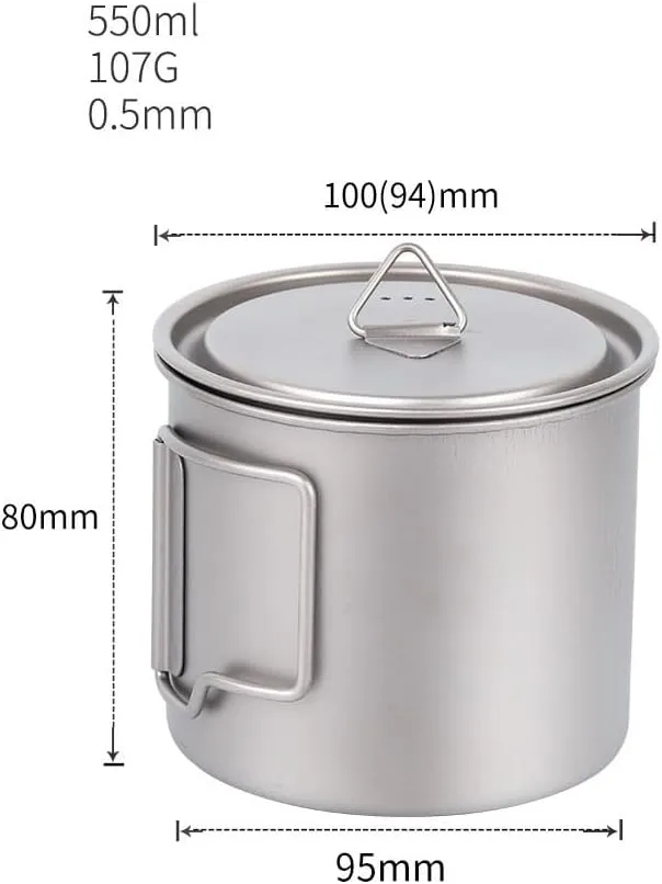 1PC Outdoor Camping Pure Titanium Folding Water Cup Single Layer Lightweight Portable Coffee Cup Mug(550ml)