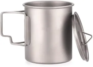 1PC Outdoor Camping Pure Titanium Folding Water Cup Single Layer Lightweight Portable Coffee Cup Mug(550ml)
