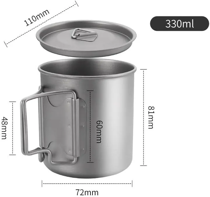 1PC Pure Titanium Mug With Lid For Outdoor Camping Portable Water Cup(330ml)