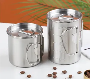 1PC Stainless Steel Mug 500ml, Foldable Portable Coffee Mug Suitable For Outdoor Camping Or Home Use