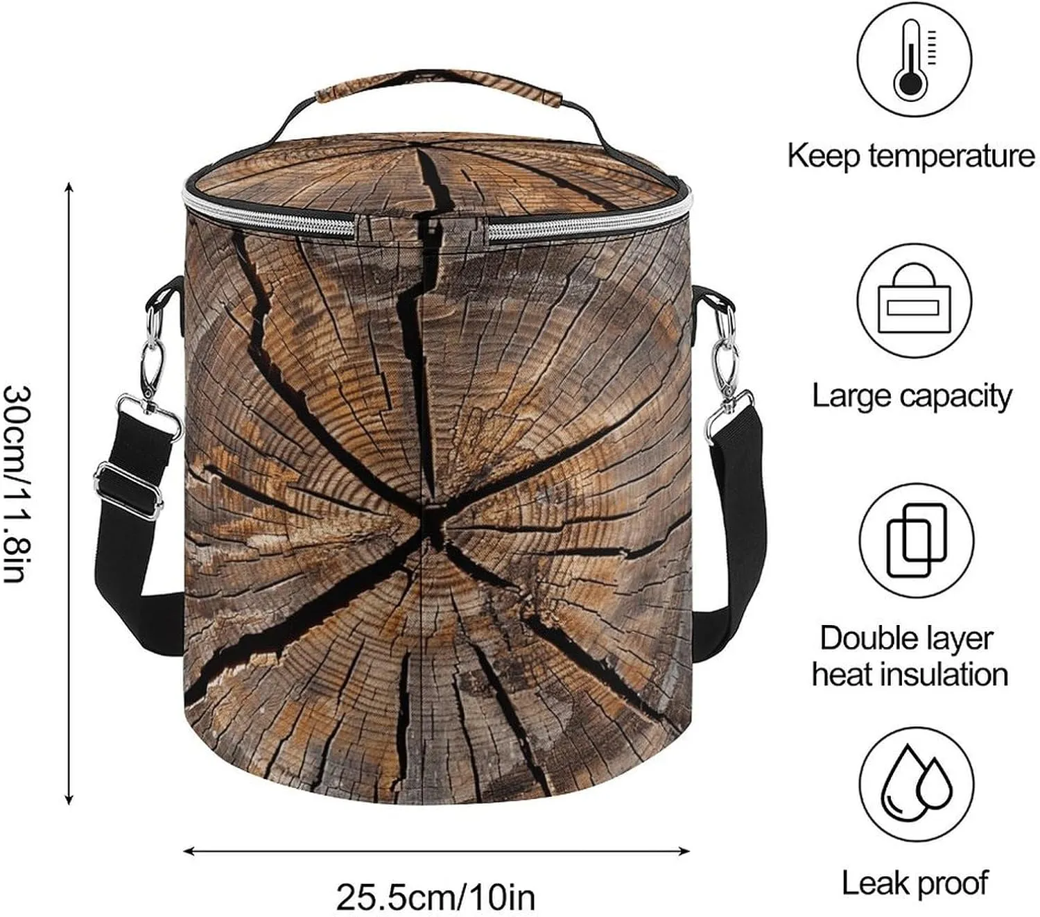 24 Cans Collapsible Soft Cooler Bag,Tree Stump Wood Grain Large Leakproof Camping Cooler,Portable Travel Cooler for Picnic, Camping, Beach, Trip