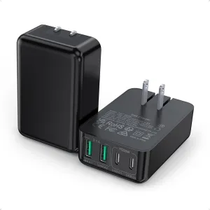 2Pack Flat USB C Charger Block, 40W 4-Port Fast Charger 20W Type C Charging Block 3.1A USB Wall Charger Dual Port PD QC Charging Cube for iPhone 16 15 14 13 12 Pro Max XS, iPad,Samsung,Tablet（Black）