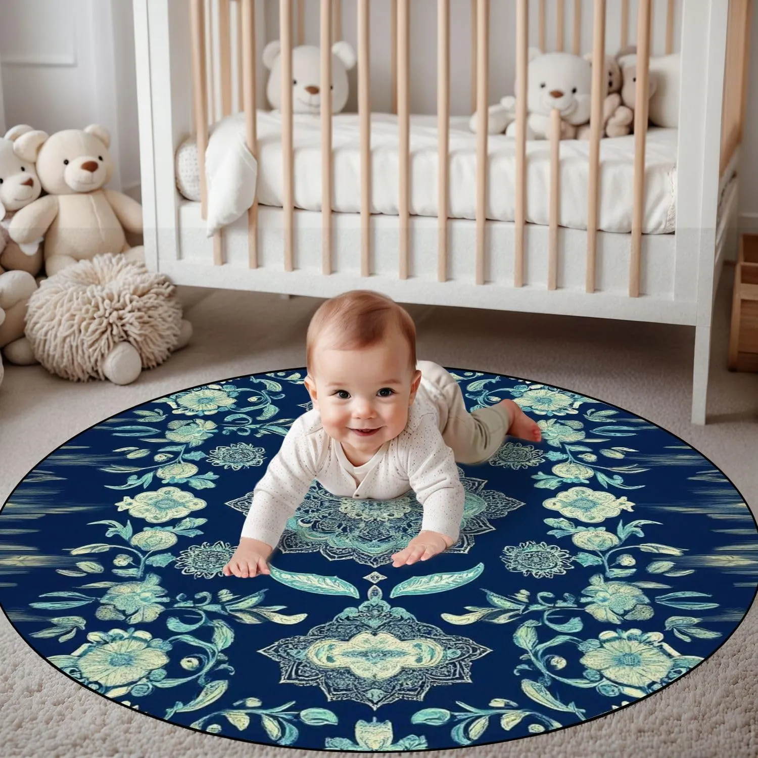 3ft Round Rugs for Living Room Rug Premium Print Reversible Non Slip Yoga Pilates Machine Washable Area Rugs for Bedroom Non Slip Rug Soft Carpet for Kids Room Dining Room Entrance