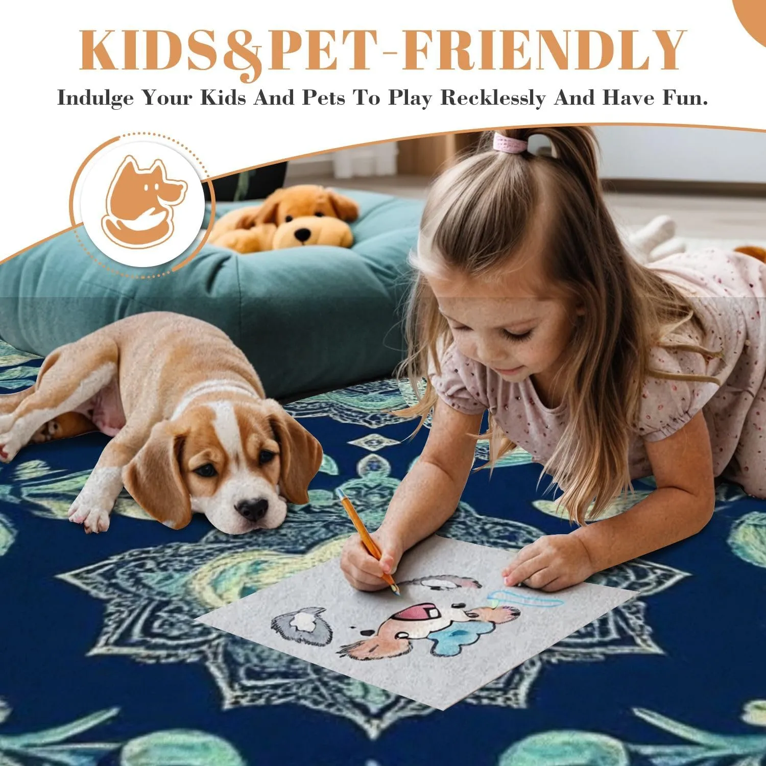 3ft Round Rugs for Living Room Rug Premium Print Reversible Non Slip Yoga Pilates Machine Washable Area Rugs for Bedroom Non Slip Rug Soft Carpet for Kids Room Dining Room Entrance