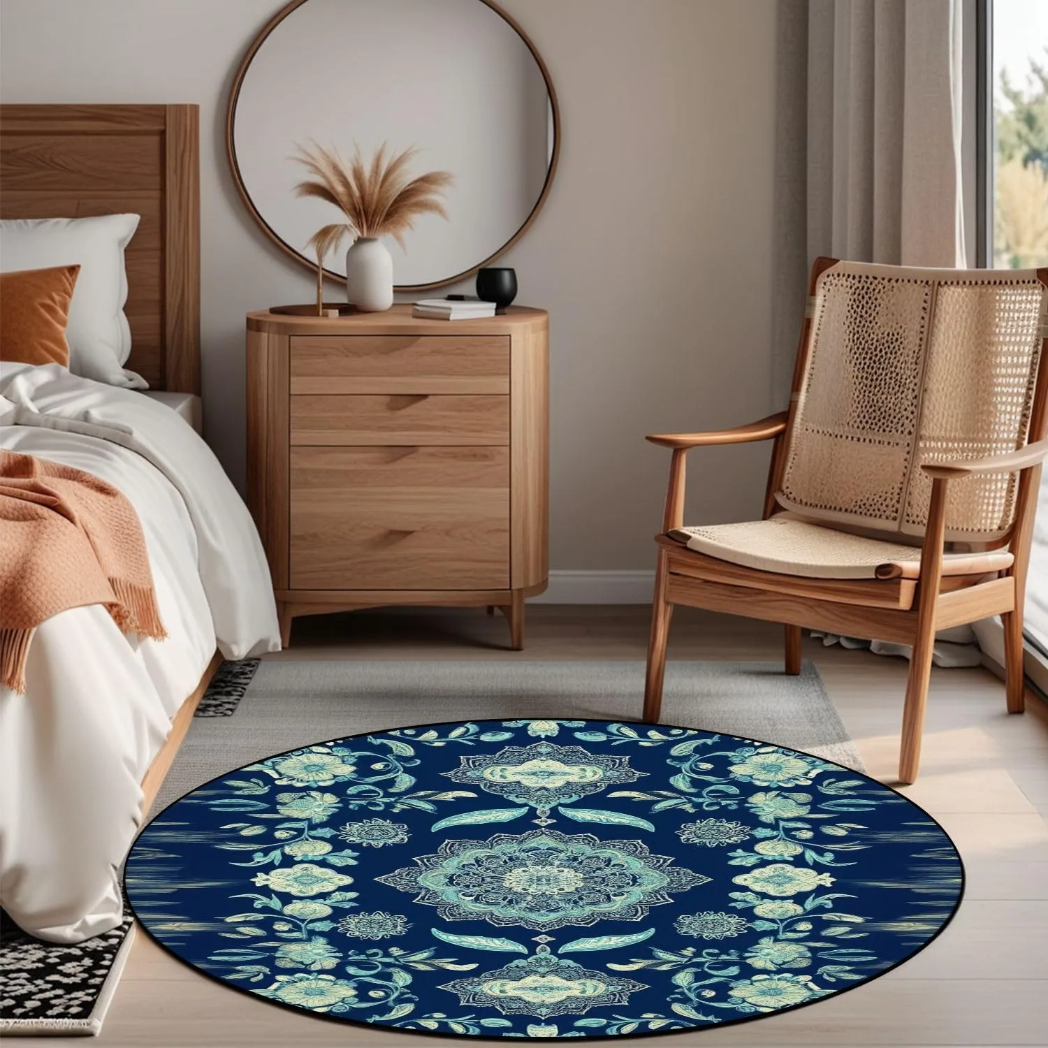 3ft Round Rugs for Living Room Rug Premium Print Reversible Non Slip Yoga Pilates Machine Washable Area Rugs for Bedroom Non Slip Rug Soft Carpet for Kids Room Dining Room Entrance