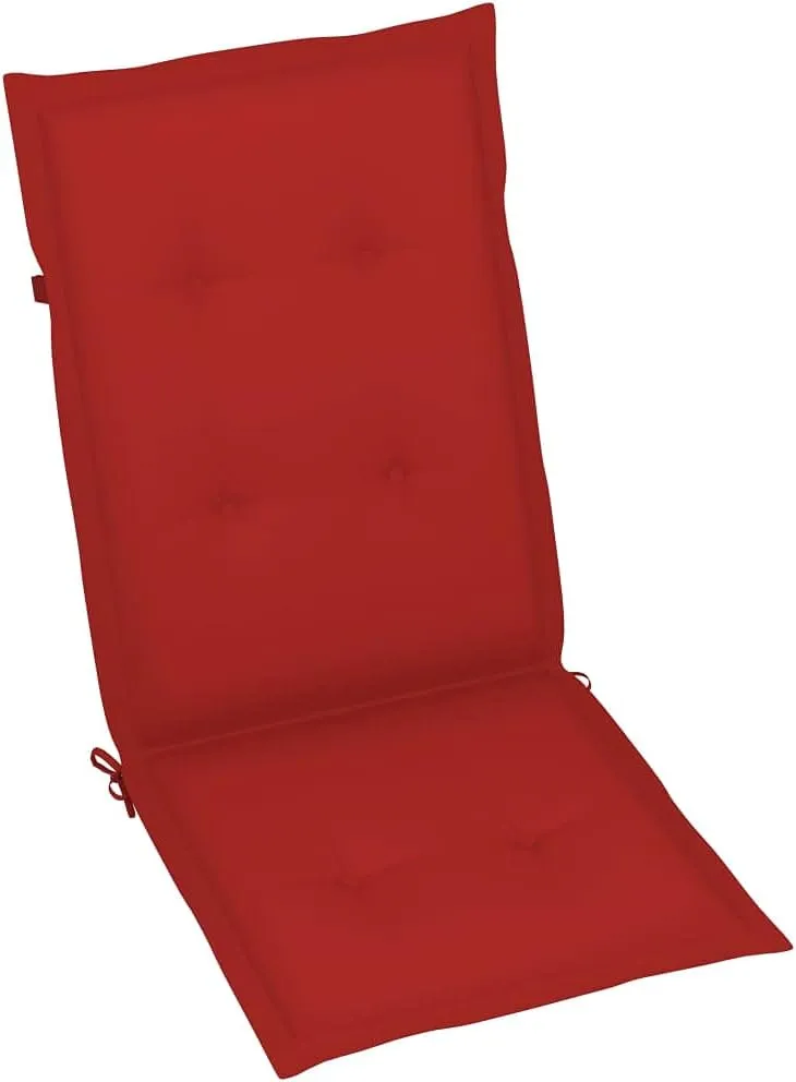 4 Pcs Patio Reclining Chairs with Red Cushions Solid Acacia Wood Outdoor Lounge Furniture Foldable Recliners for Garden Backyard Poolside