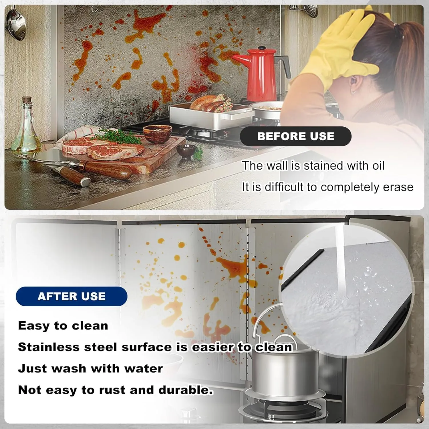 4 Sided Splatter Guard,Foldable Stainless Steel Oil Splatter Screens for Frying,Oil Splash Insulation Board,Nonstick Oil Splatter Guard Stove Heat Insulation Board for Cooking