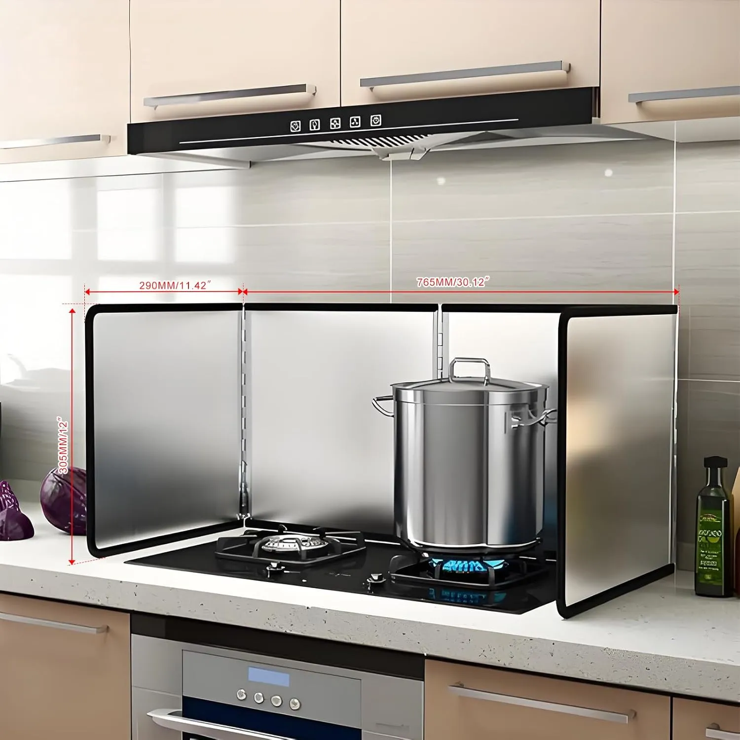 4 Sided Splatter Guard,Foldable Stainless Steel Oil Splatter Screens for Frying,Oil Splash Insulation Board,Nonstick Oil Splatter Guard Stove Heat Insulation Board for Cooking