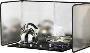 4 Sided Splatter Guard,Foldable Stainless Steel Oil Splatter Screens for Frying,Oil Splash Insulation Board,Nonstick Oil Splatter Guard Stove Heat Insulation Board for Cooking