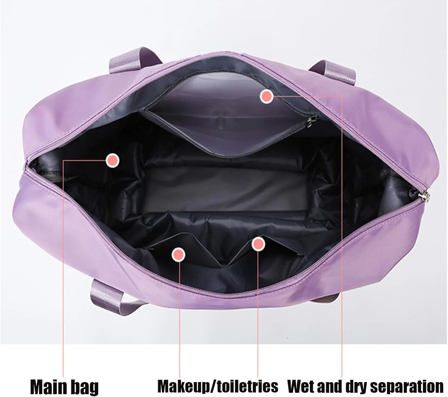 40 L Klarson Expandable Bag with Wheels, Klarson Travel Bag, Large Capacity Dry and Wet Separation Storage Luggage Bag, Three-Layer Expandable, Waterproof and Wear-Resistant (Dark blue)