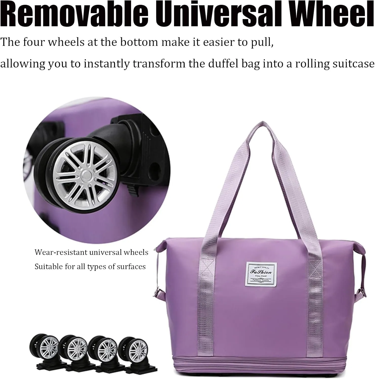 40 L Klarson Expandable Bag with Wheels, Klarson Travel Bag, Large Capacity Dry and Wet Separation Storage Luggage Bag, Three-Layer Expandable, Waterproof and Wear-Resistant (Dark blue)