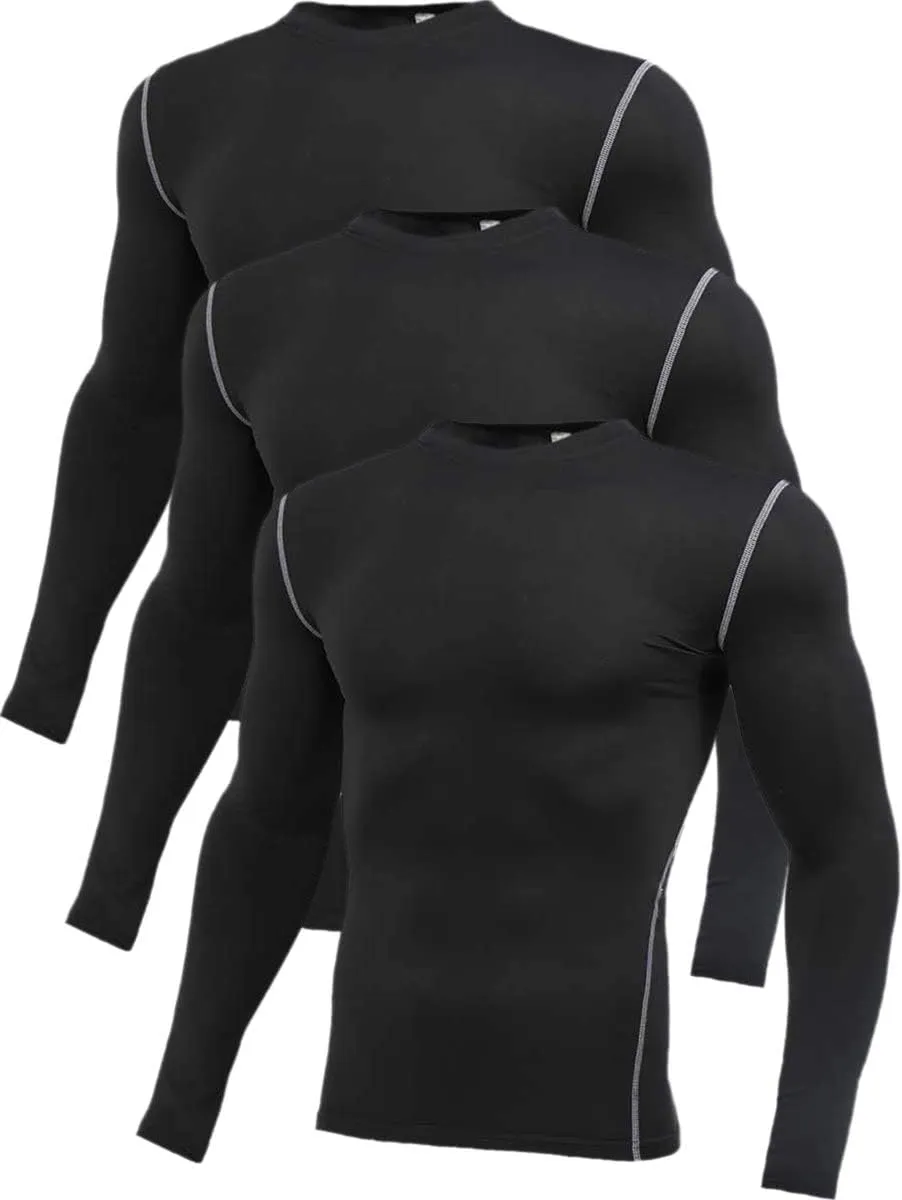 5 or 3 Pack Compression Shirts for Men Long Sleeve Cool Dry Athletic Workout Baselayer Baseball Undershirt Tops