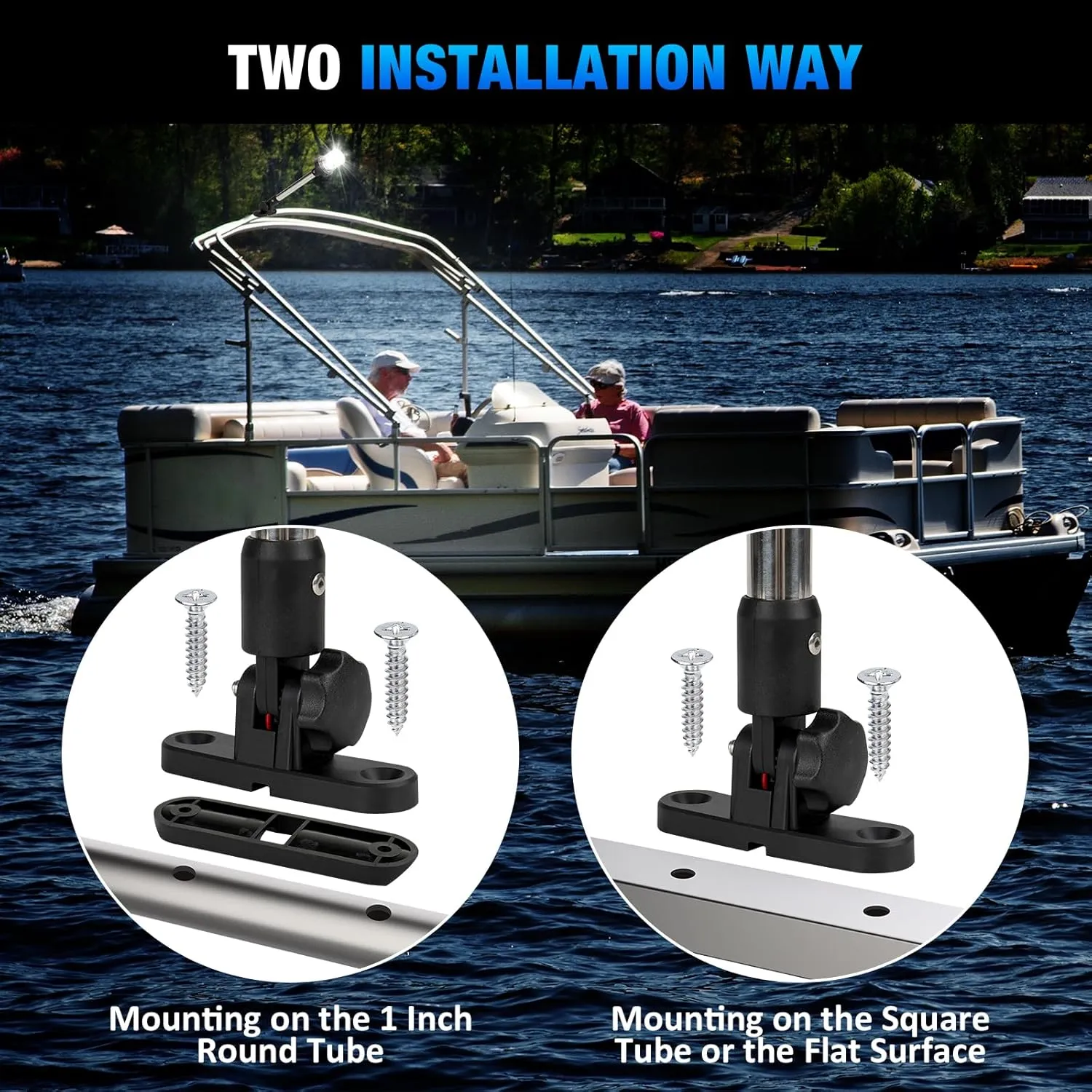 9 Inch Stern Light Bimini Top Anchor Light, LED Pontoon Navigation Lights Waterproof IP67, 3 NM Visibility White Fold Down Rear Boat Lights for Jon Boat, Small Boats, Fishing Boats (12~24V)
