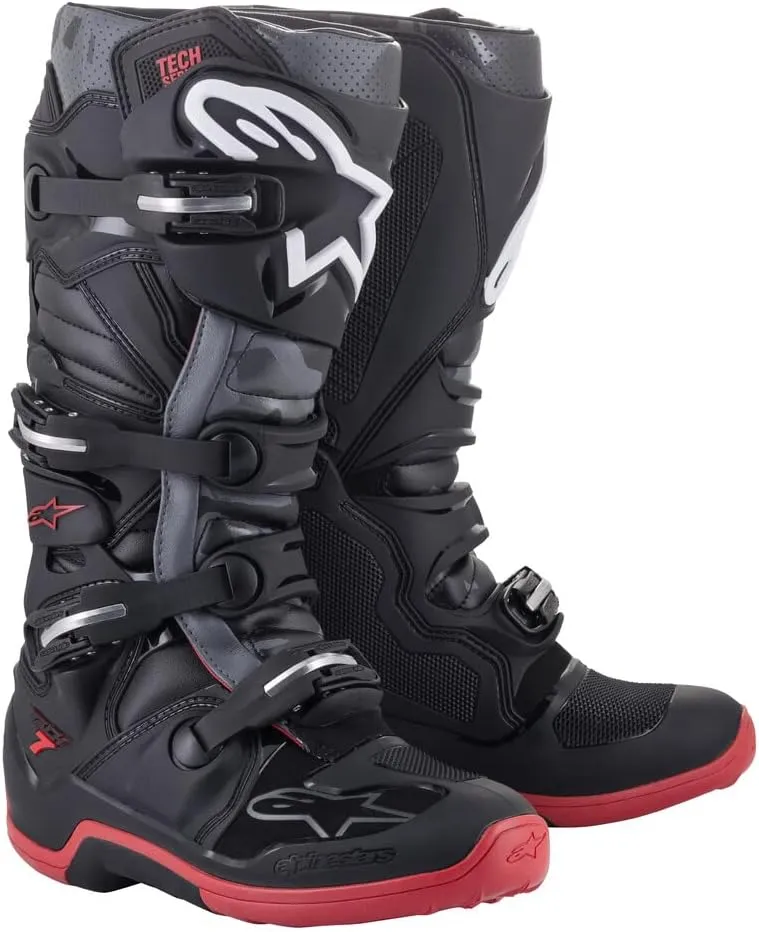 Alpinestars Tech 7 Boots Black/Cool Grey/Red Sz 13 (2012014-1153-13)