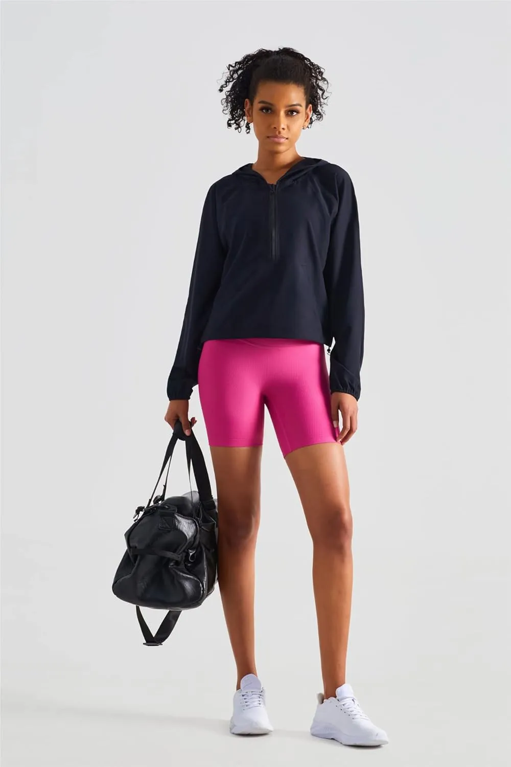 altiland Lightweight Workout Jacket for Women, Cropped Athletic Gym Running Hoodie, UV Protection Half Zip Pullover UPF 50 