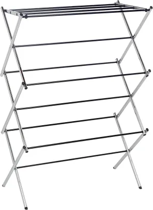 Amazon Basics Foldable Portable Laundry Drying Rack for Indoor Air Drying Clothing, 14.5 x 29.5 x 41.8 inches (LxWxH), Chrome Silver