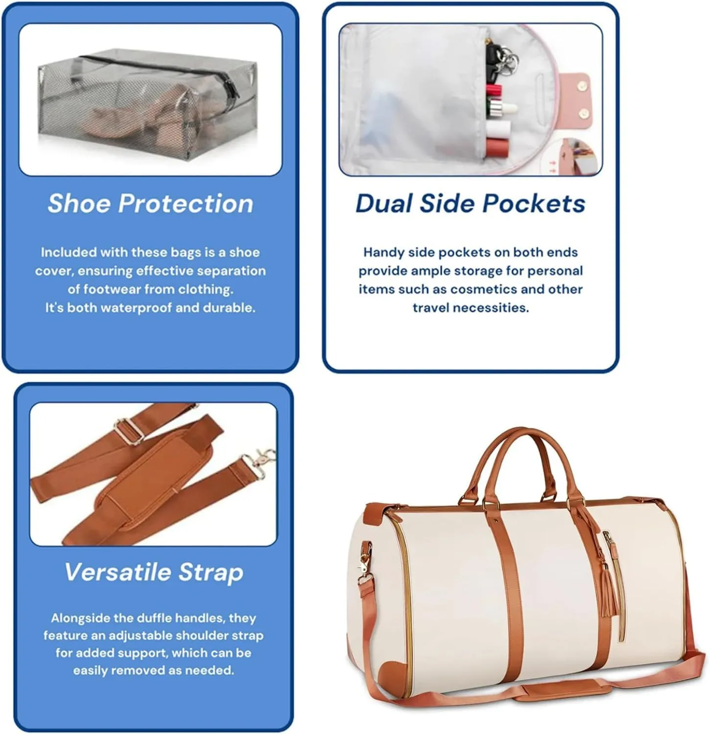 Anna Finds Travel Bag, Annafinds Foldable Travel Bag Carry On, 2 In 1 Convertible Large Pu Leather Waterproof Duffle Bag With Wheels (Orange)