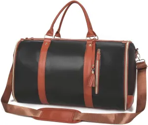 Anna Finds Travel Bag, Annafinds Foldable Travel Bag Carry On, 2 In 1 Convertible Large Pu Leather Waterproof Duffle Bag With Wheels (Orange)