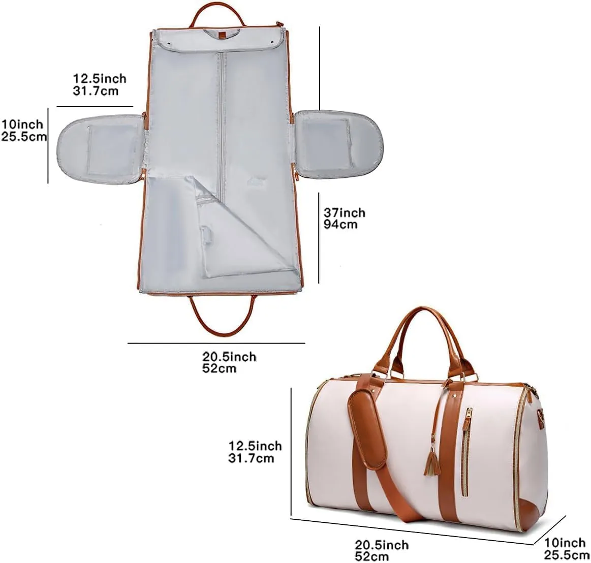 Anna Finds Travel Bag, Annafinds Foldable Travel Bag Carry On, 2 In 1 Convertible Large Pu Leather Waterproof Duffle Bag With Wheels (Orange)