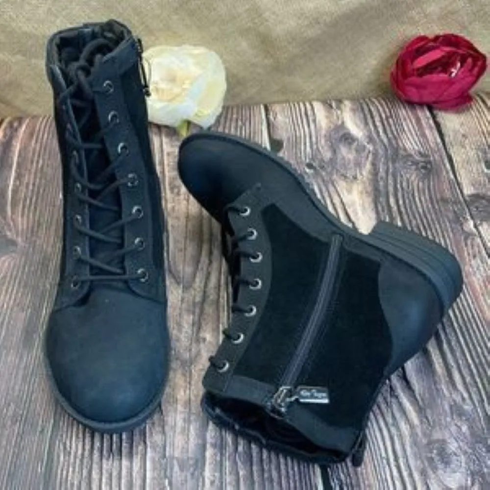 Aqua College Black Suede Leather Tessa Waterproof Booties 7.5M
