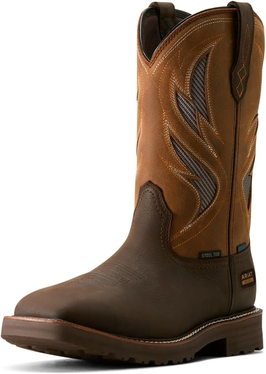 ARIAT Men's Activator VentTEK Waterproof Steel Toe Work Boot, Dark Brown/Wicker, 7