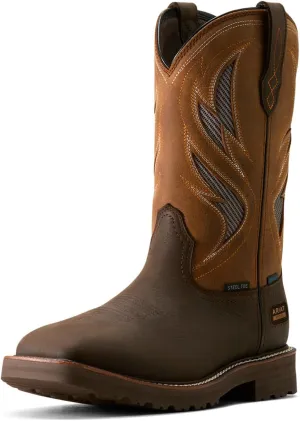 ARIAT Men's Activator VentTEK Waterproof Steel Toe Work Boot, Dark Brown/Wicker, 7
