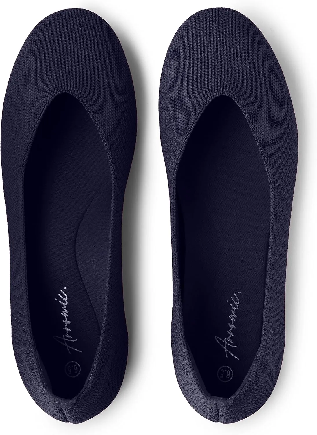 Arromic Flats Shoes for Women, Round Toe V-Cut Knit Ballet Flats Washable with Heel Pad, Soft Slip on Dressy Shoes for Business Casual, Office, Work, Wedding