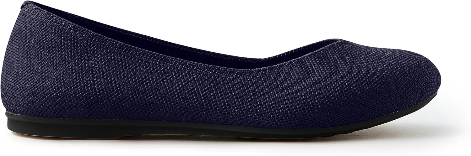 Arromic Flats Shoes for Women, Round Toe V-Cut Knit Ballet Flats Washable with Heel Pad, Soft Slip on Dressy Shoes for Business Casual, Office, Work, Wedding