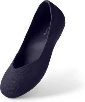 Arromic Flats Shoes for Women, Round Toe V-Cut Knit Ballet Flats Washable with Heel Pad, Soft Slip on Dressy Shoes for Business Casual, Office, Work, Wedding