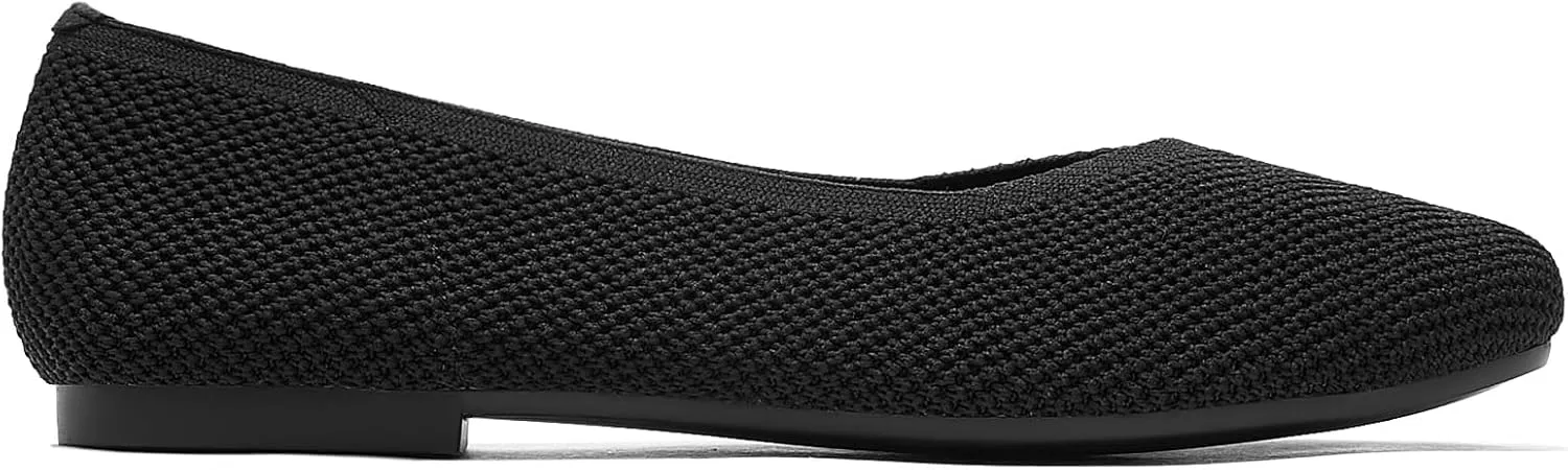 Arromic Wide Width Flats for Women Square Toe Ballet Flats Shoes Comfortable Slip On Knit Dressy Flats