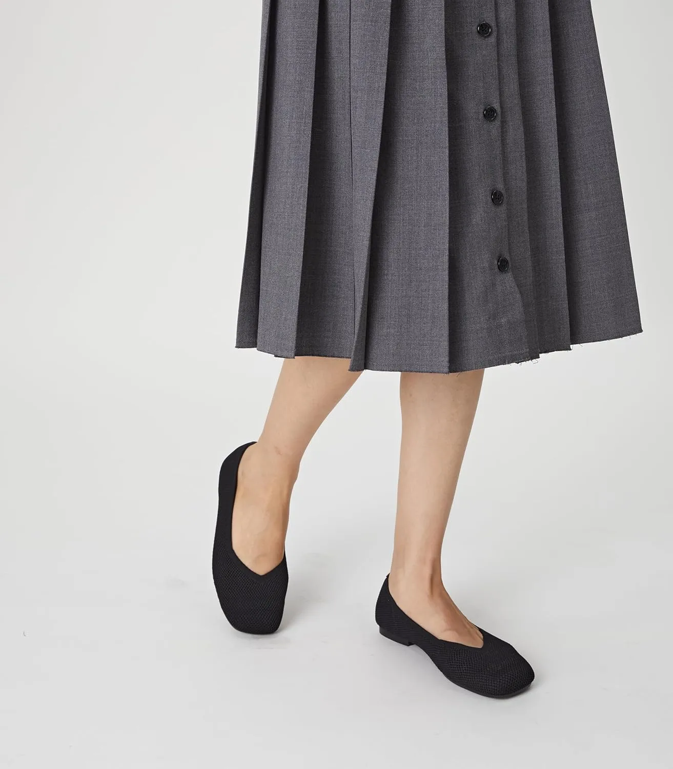 Arromic Wide Width Flats for Women Square Toe Ballet Flats Shoes Comfortable Slip On Knit Dressy Flats