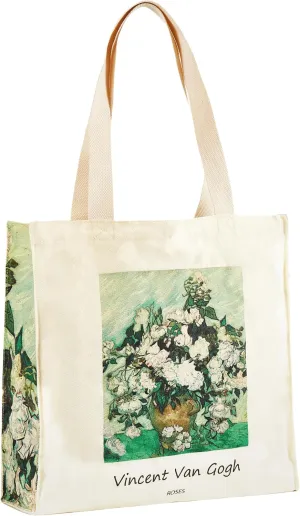 Art Canvas Tote Bag for Women with false flat bottom, zippers,interior Pocket,suitable for Shopping,Work,Travel