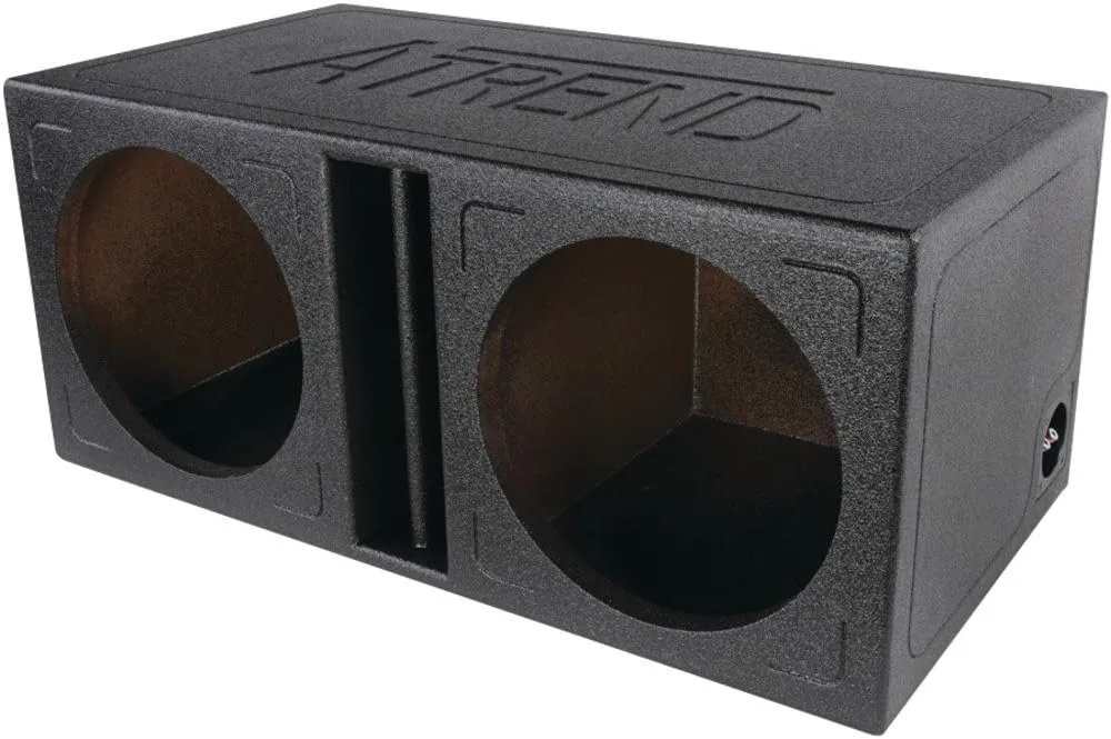 Atrend 12-Inch Dual Slammer Vented Enclosure With Bed Liner Finish Subwoofer Box - Premium Subwoofer Box Improves Audio Quality, Sound & Bass - Made in USA