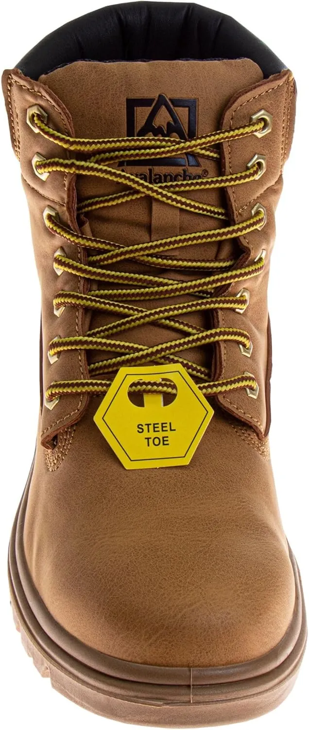 Avalanche Steel Toe Work Boots for Men EverFit Comfort Technology - Anti Slip Grip Heavy Duty Leather Boot Safety Industrial Workwear Construction