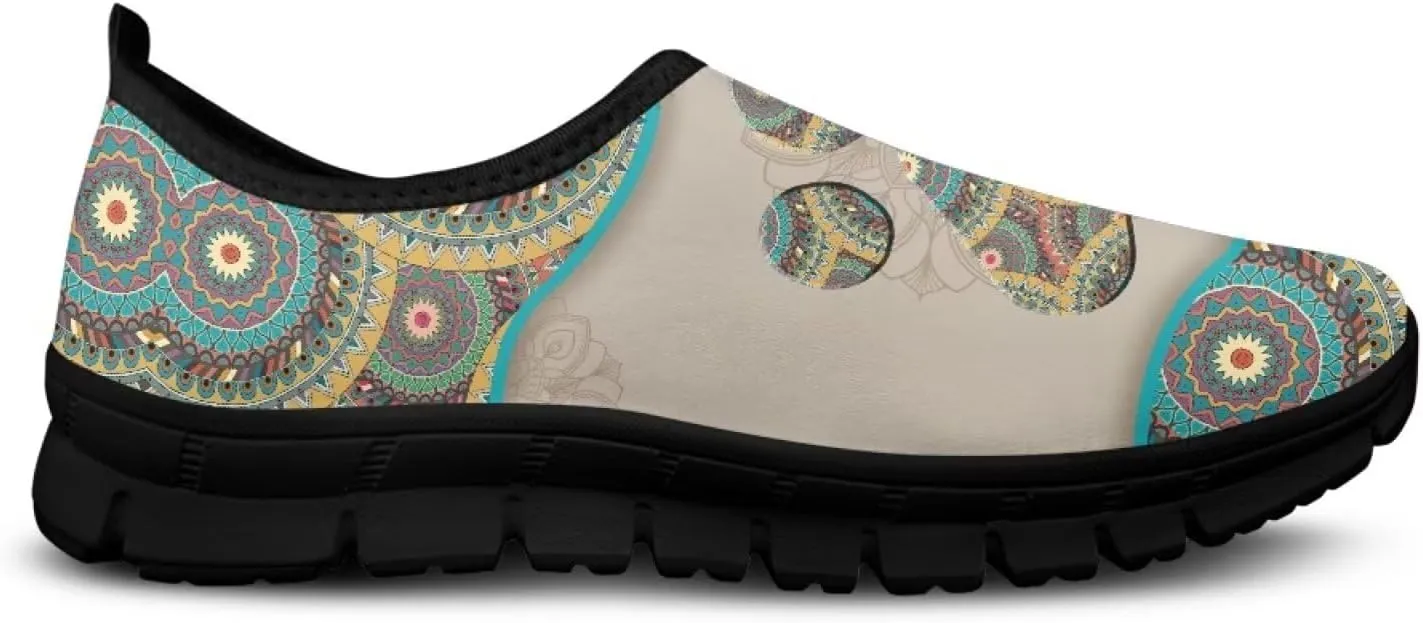 Aztec Walking Shoes for Women Casual Slip On Non Skid Flat Sneakers Fashion Breathable Tennis Work Footwear