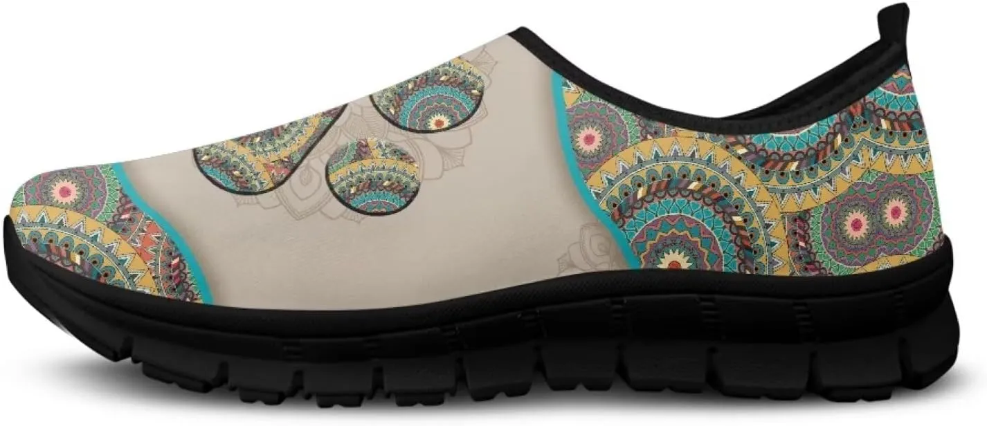 Aztec Walking Shoes for Women Casual Slip On Non Skid Flat Sneakers Fashion Breathable Tennis Work Footwear