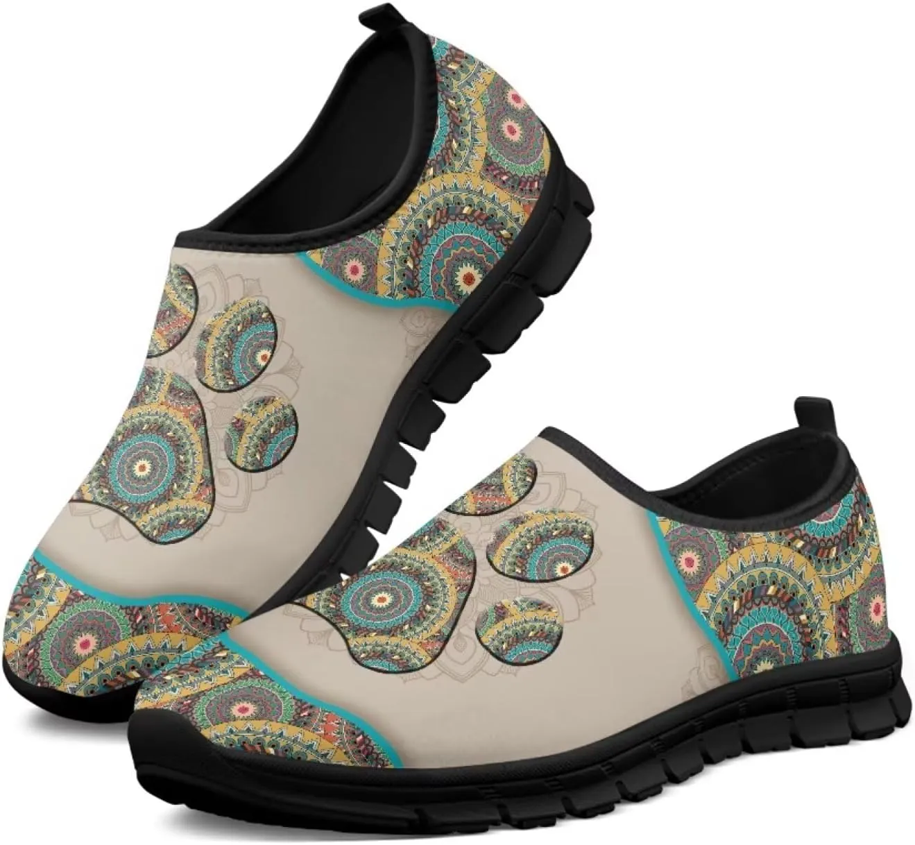 Aztec Walking Shoes for Women Casual Slip On Non Skid Flat Sneakers Fashion Breathable Tennis Work Footwear