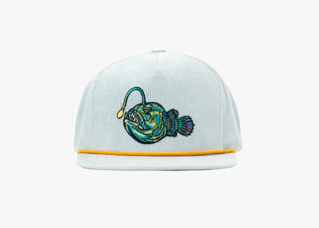 Bajío Flat Brim Fishing Hat – Marine Art Snapback Trucker Cap with Embroidered Ocean Design, Breathable and Coastal-Ready