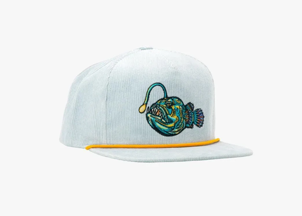 Bajío Flat Brim Fishing Hat – Marine Art Snapback Trucker Cap with Embroidered Ocean Design, Breathable and Coastal-Ready