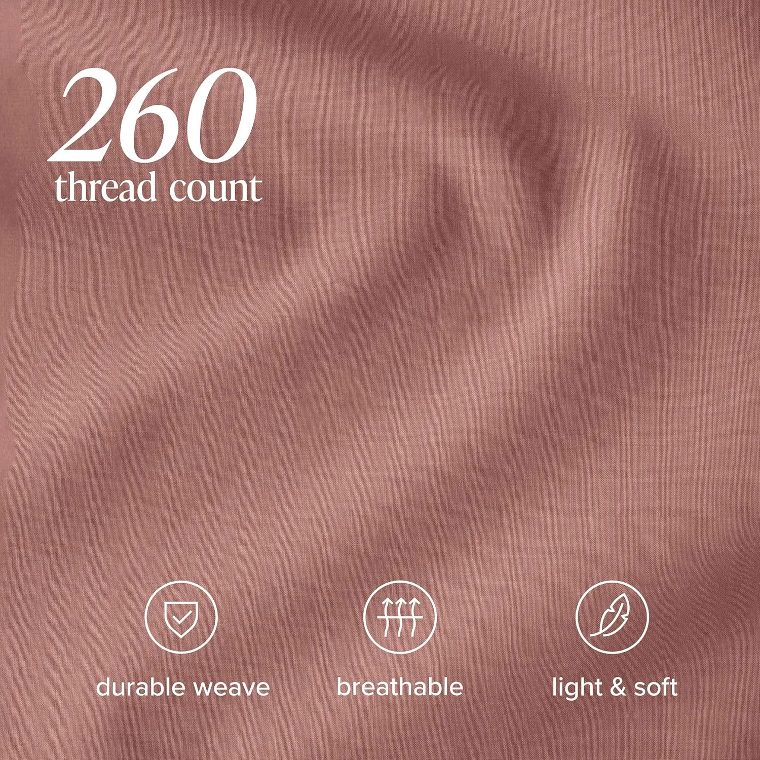 Bare Home 100% Organic Cotton Twin XL Sheet Set - Crisp Percale Weave - 260 Thread Count - Lightweight & Breathable - Bedding Sheets & Pillowcases (Twin XL, Dusty Rose)