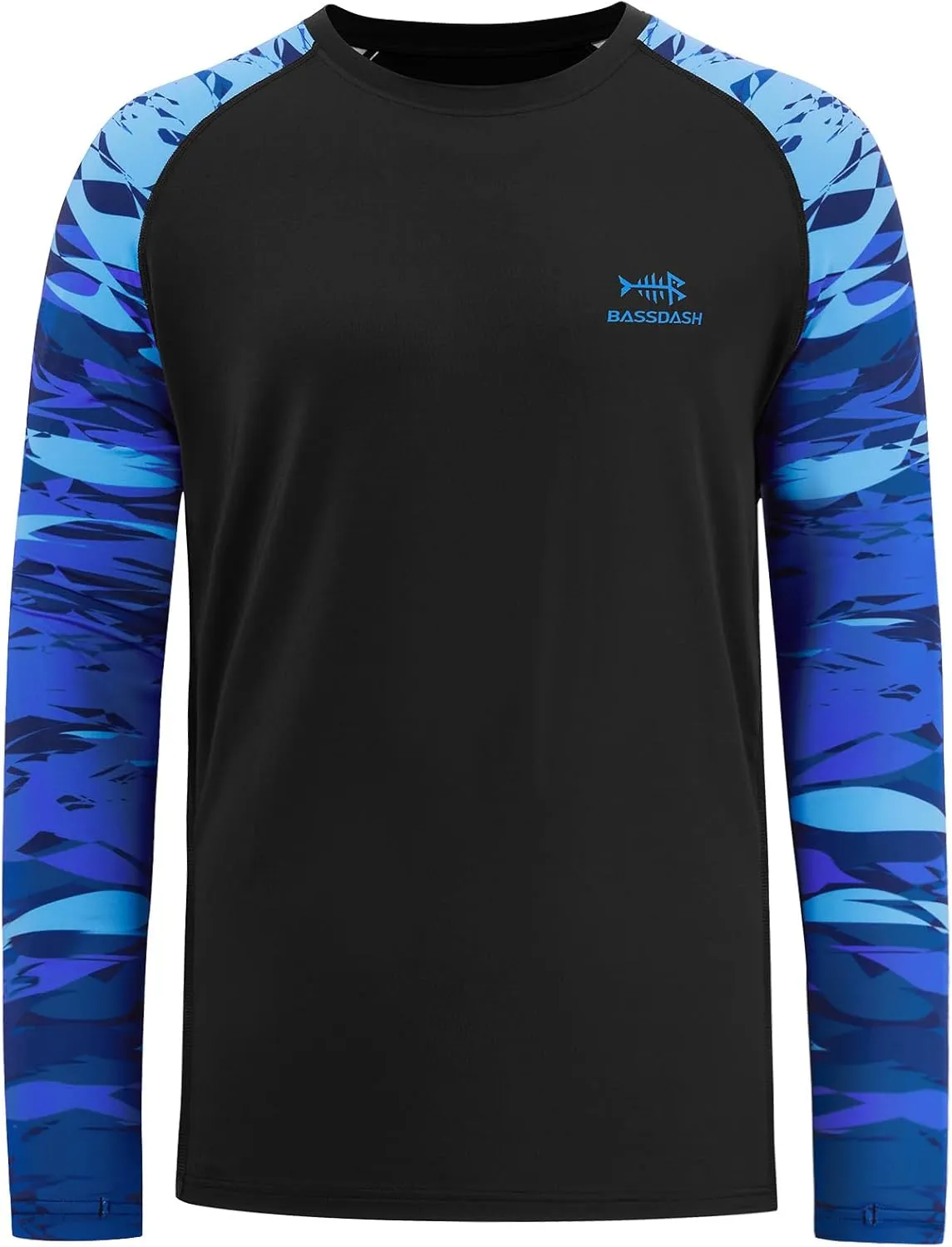 BASSDASH Men’s Fish Graphic UPF 50  Long Sleeve Fishing Shirts Sun Protection Breathable Moisture Wicking T-Shirt