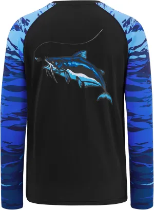 BASSDASH Men’s Fish Graphic UPF 50  Long Sleeve Fishing Shirts Sun Protection Breathable Moisture Wicking T-Shirt