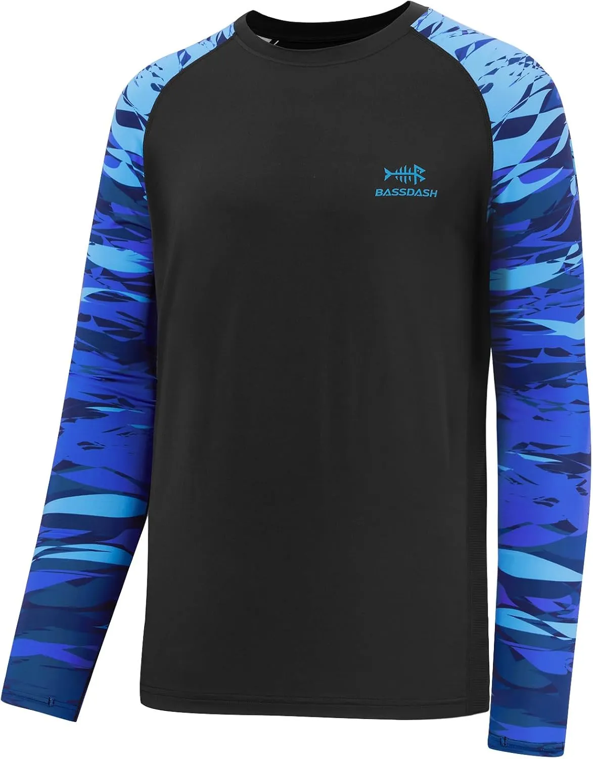 BASSDASH Men’s Fish Graphic UPF 50  Long Sleeve Fishing Shirts Sun Protection Breathable Moisture Wicking T-Shirt