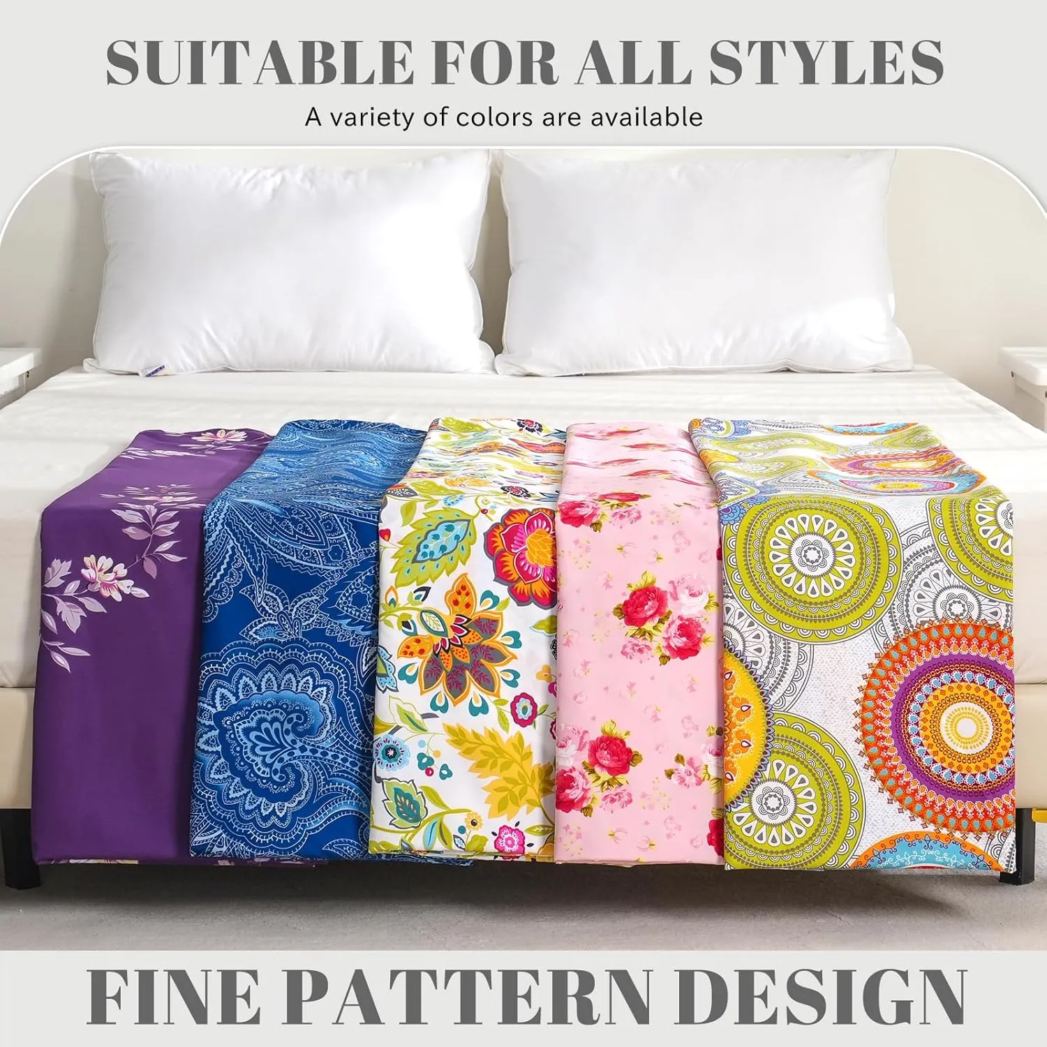 Bedlifes Queen Sheet Set Ultra Soft, Breathable, Silky Flower Deep Pocket 100% Microfiber Bedding, 4 Piece Queen Size White Floral