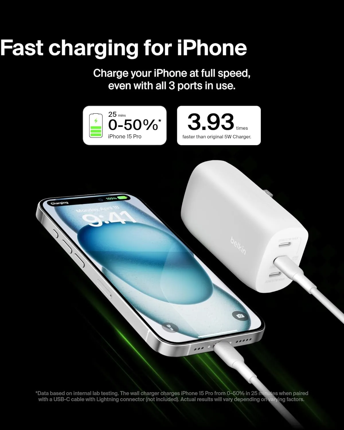 Belkin BoostCharge 3-Port USB-C Wall Charger with PPS 67W, USB-C PD 3.1 Enabled Fast Charging Charger for iPhone 16, MacBook Pro, AirPods, Galaxy, Nintendo Switch 2 & Other PD Enabled Devices - White