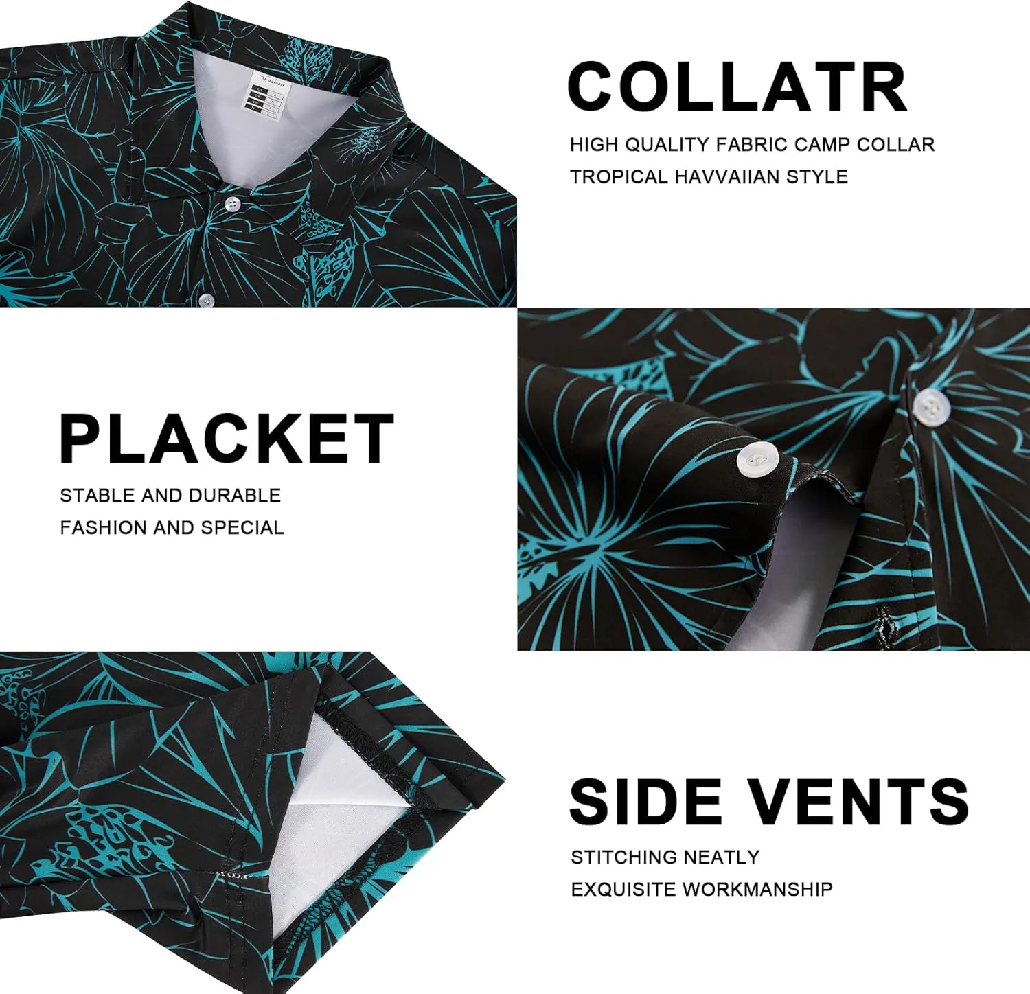BOJIN Men's Hawaiian Wrinkle Free Short Sleeve Button Down Tropical Floral Beach Vacation Shirt